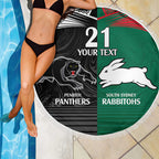 Custom Rabbitohs-Panthers Beach Blanket NRL Tribal Half Style