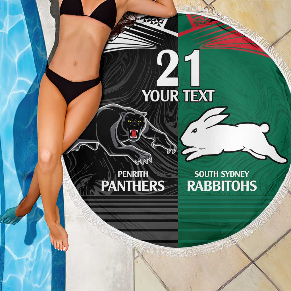 Custom Rabbitohs-Panthers Beach Blanket NRL Tribal Half Style