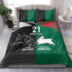 Custom Rabbitohs-Panthers Bedding Set NRL Tribal Half Style