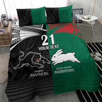 Custom Rabbitohs-Panthers Bedding Set NRL Tribal Half Style