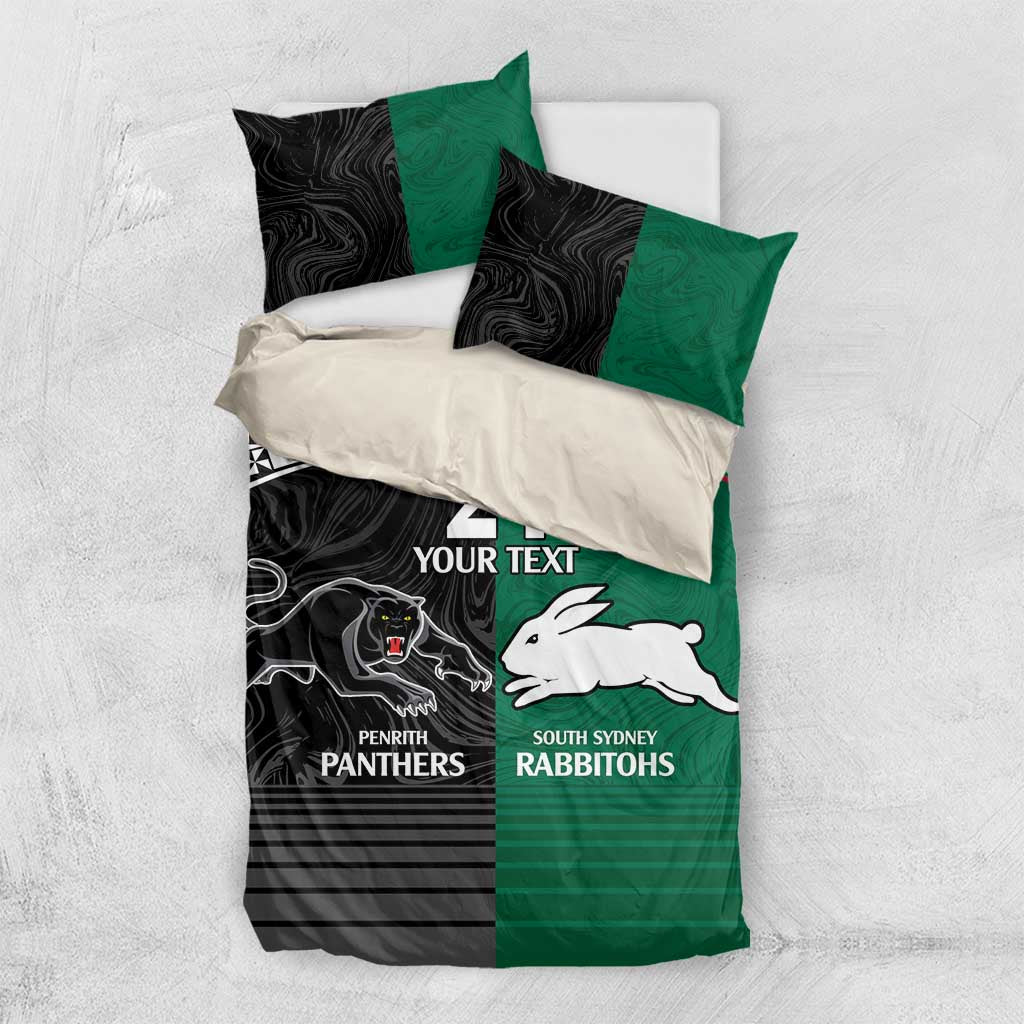 Custom Rabbitohs-Panthers Bedding Set NRL Tribal Half Style