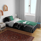 Custom Rabbitohs-Panthers Bedding Set NRL Tribal Half Style