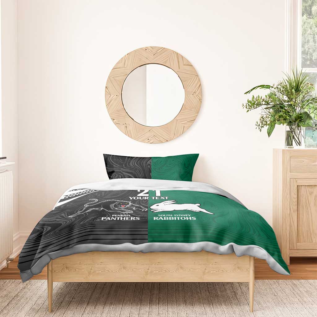 Custom Rabbitohs-Panthers Bedding Set NRL Tribal Half Style