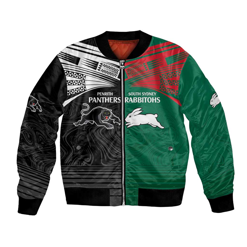 Custom Rabbitohs-Panthers Bomber Jacket NRL Tribal Half Style