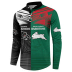 Custom Rabbitohs-Panthers Button Sweatshirt NRL Tribal Half Style