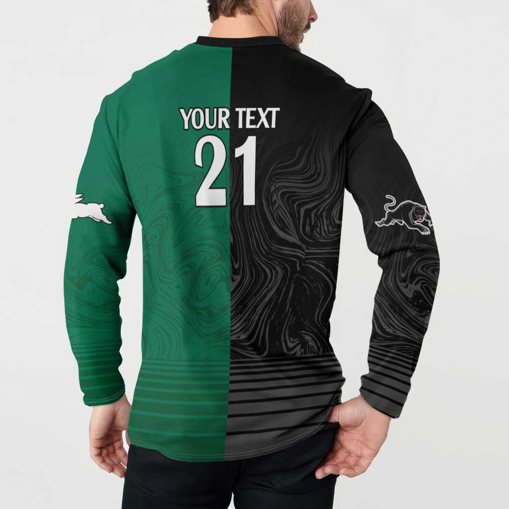 Custom Rabbitohs-Panthers Button Sweatshirt NRL Tribal Half Style