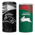 Custom Rabbitohs-Panthers 4 in 1 Can Cooler Tumbler NRL Tribal Half Style