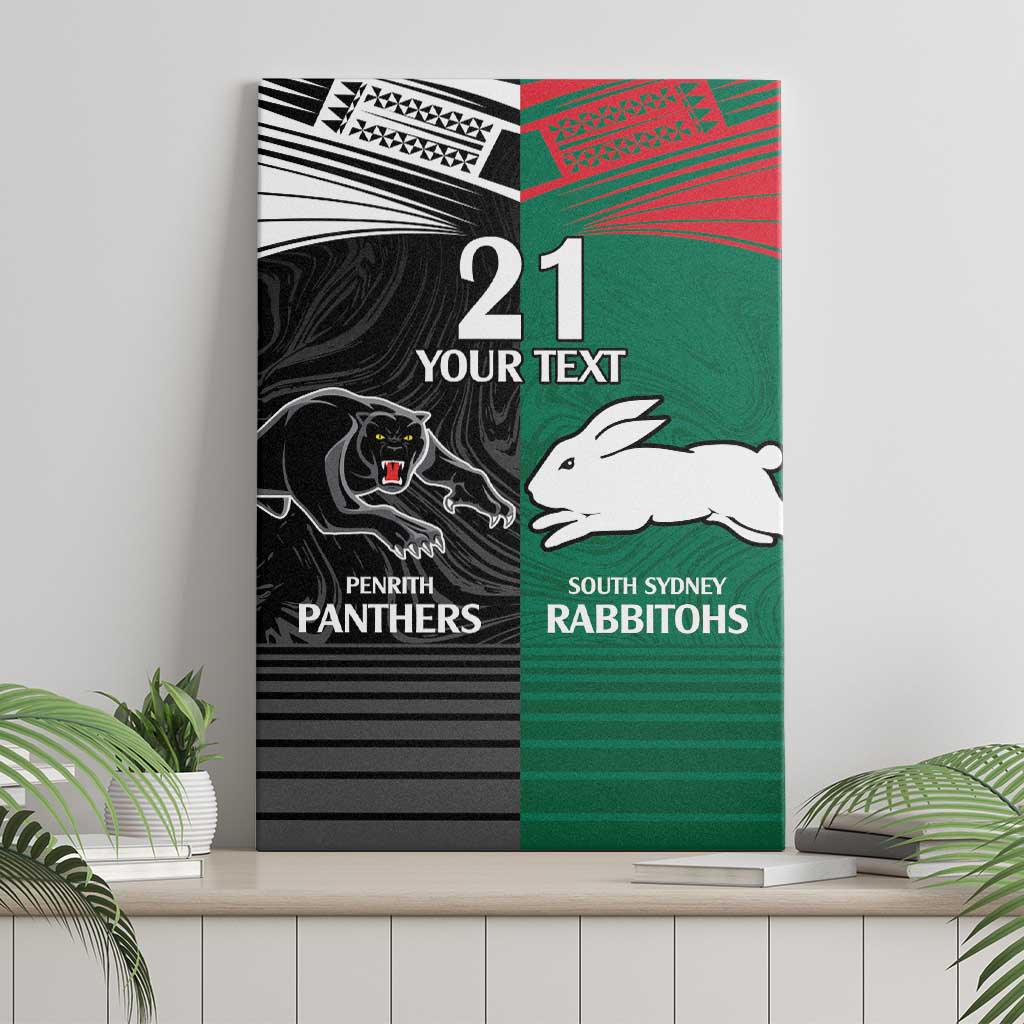 Custom Rabbitohs-Panthers Canvas Wall Art NRL Tribal Half Style
