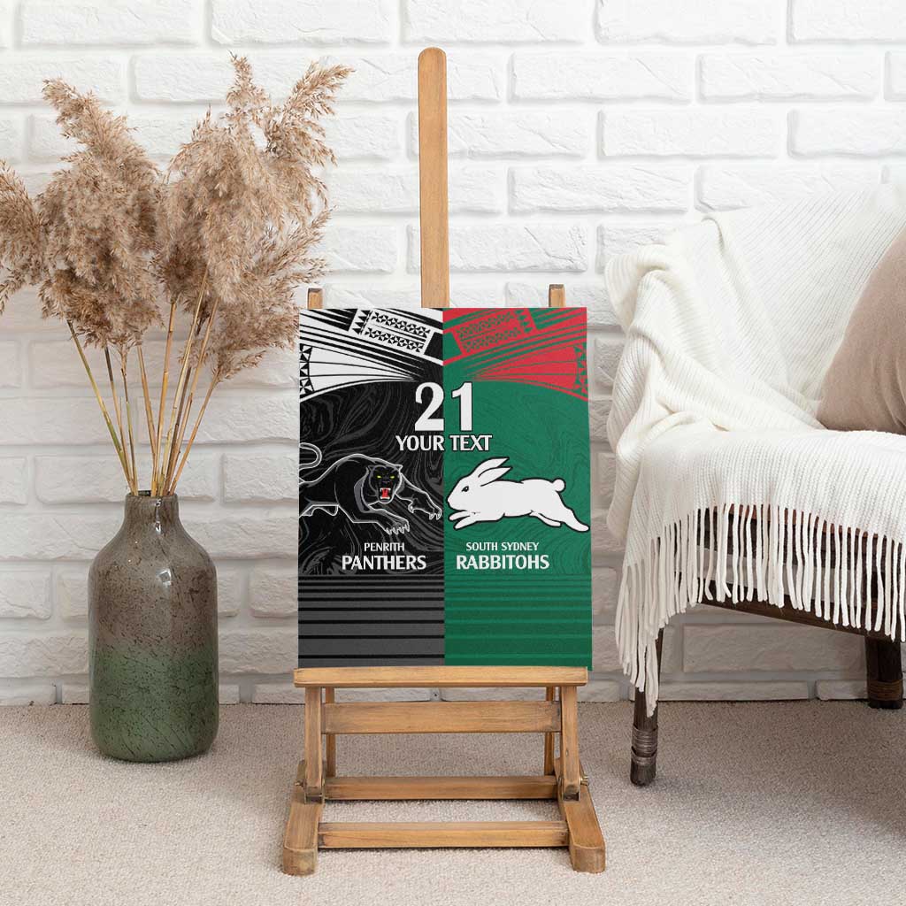 Custom Rabbitohs-Panthers Canvas Wall Art NRL Tribal Half Style