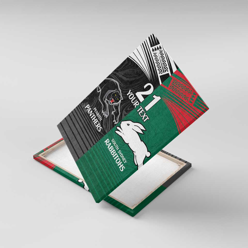 Custom Rabbitohs-Panthers Canvas Wall Art NRL Tribal Half Style