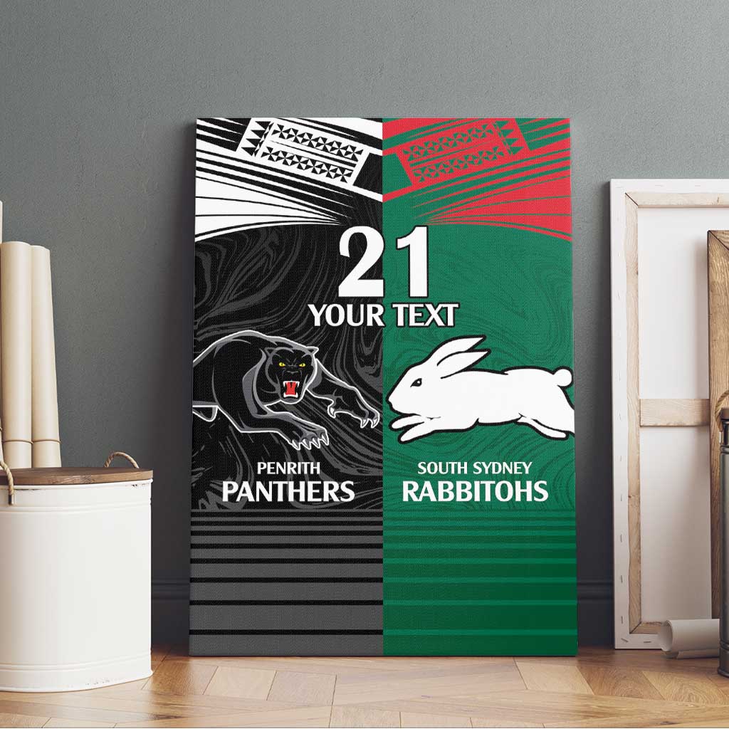 Custom Rabbitohs-Panthers Canvas Wall Art NRL Tribal Half Style