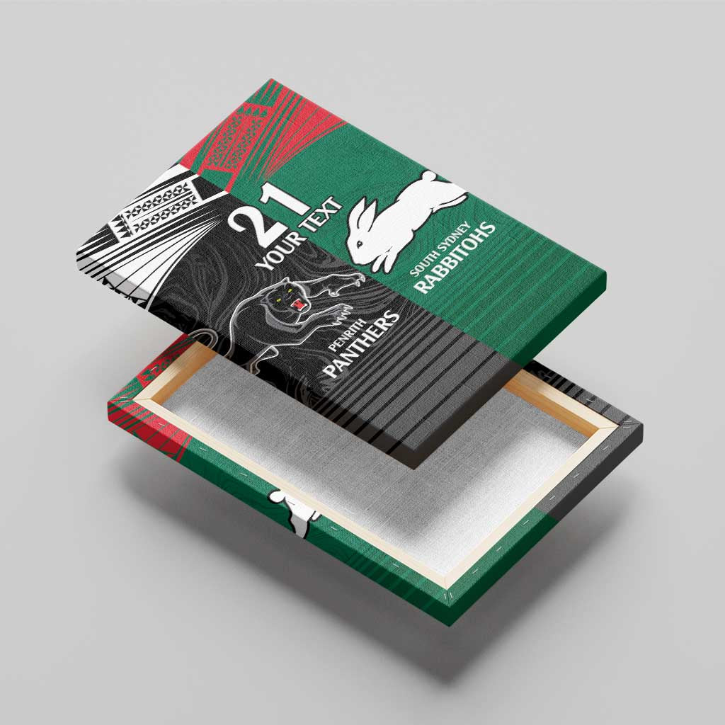 Custom Rabbitohs-Panthers Canvas Wall Art NRL Tribal Half Style