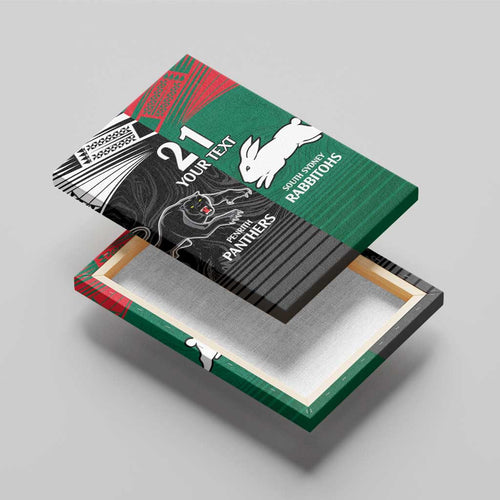 Custom Rabbitohs-Panthers Canvas Wall Art NRL Tribal Half Style