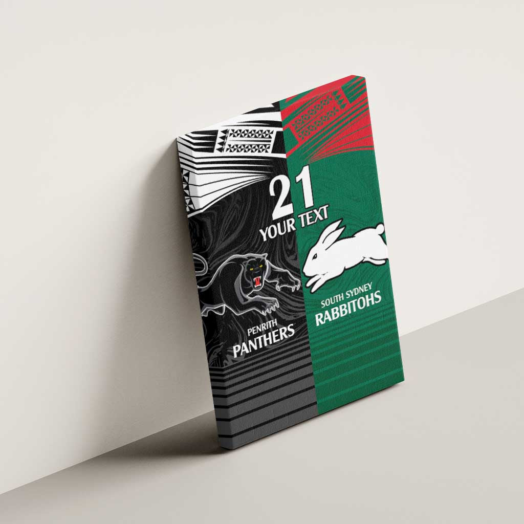 Custom Rabbitohs-Panthers Canvas Wall Art NRL Tribal Half Style