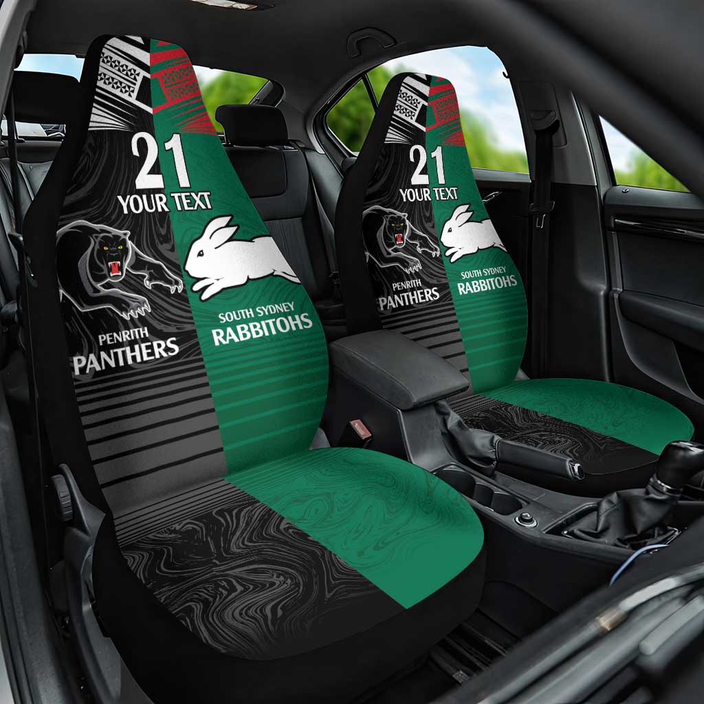 Custom Rabbitohs-Panthers Car Seat Cover NRL Tribal Half Style