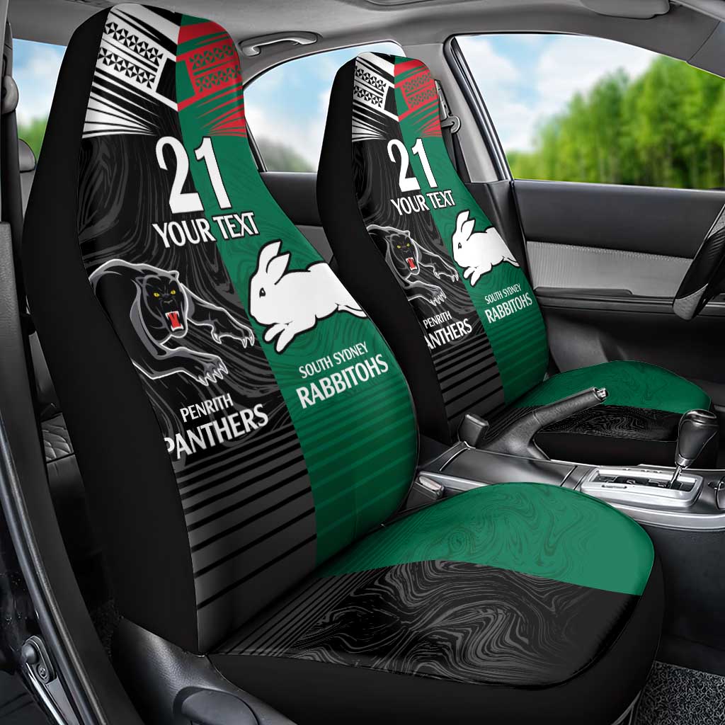 Custom Rabbitohs-Panthers Car Seat Cover NRL Tribal Half Style