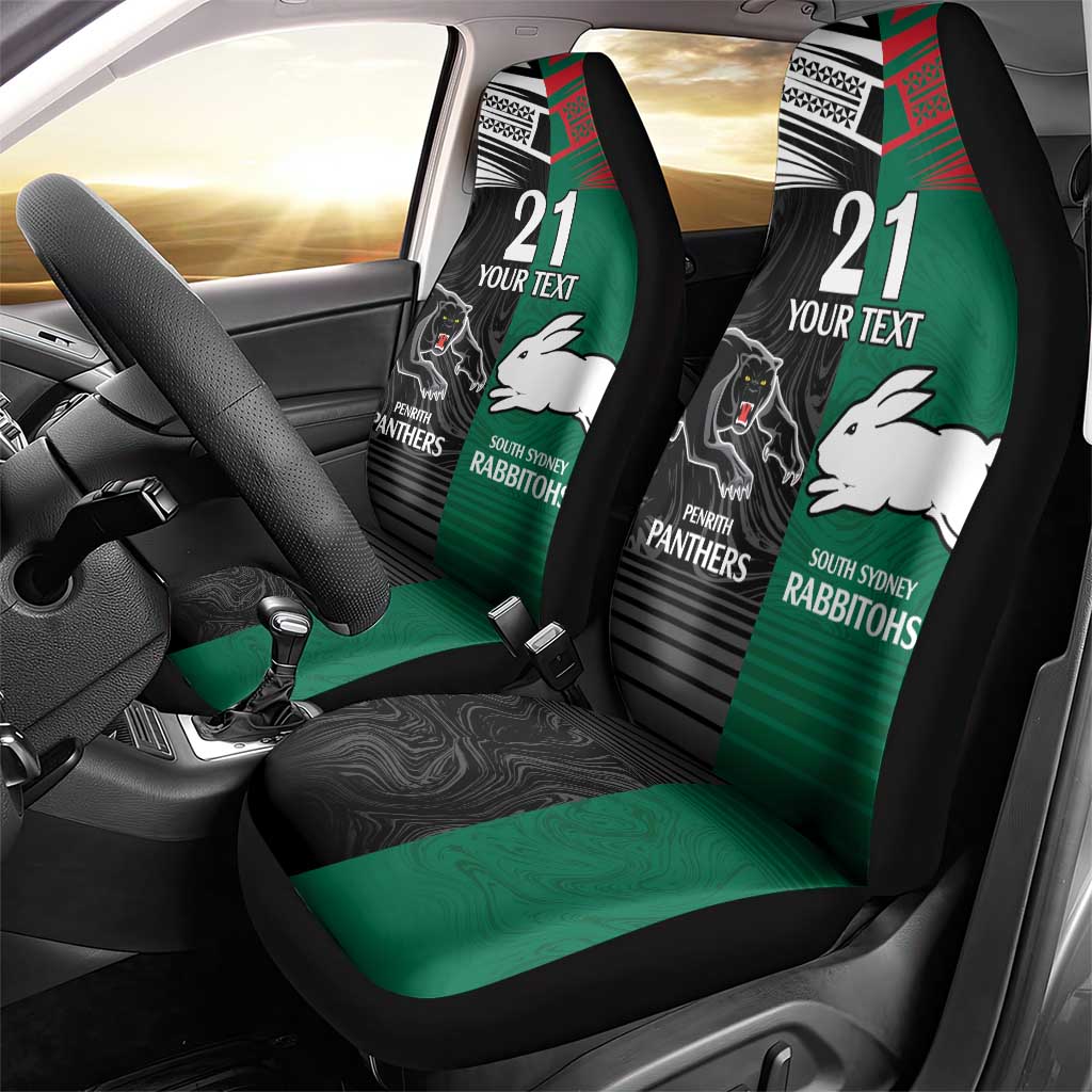 Custom Rabbitohs-Panthers Car Seat Cover NRL Tribal Half Style
