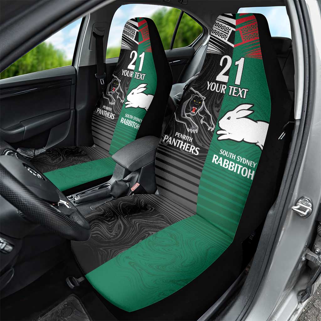 Custom Rabbitohs-Panthers Car Seat Cover NRL Tribal Half Style