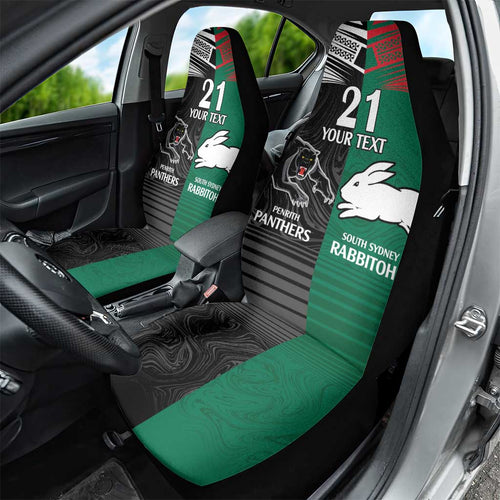 Custom Rabbitohs-Panthers Car Seat Cover NRL Tribal Half Style