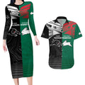 Custom Rabbitohs-Panthers Couples Matching Long Sleeve Bodycon Dress and Hawaiian Shirt NRL Tribal Half Style