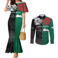 Custom Rabbitohs-Panthers Couples Matching Mermaid Dress and Long Sleeve Button Shirt NRL Tribal Half Style