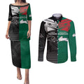 Custom Rabbitohs-Panthers Couples Matching Puletasi and Long Sleeve Button Shirt NRL Tribal Half Style