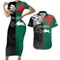 Custom Rabbitohs-Panthers Couples Matching Short Sleeve Bodycon Dress and Hawaiian Shirt NRL Tribal Half Style