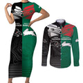 Custom Rabbitohs-Panthers Couples Matching Short Sleeve Bodycon Dress and Long Sleeve Button Shirt NRL Tribal Half Style