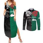 Custom Rabbitohs-Panthers Couples Matching Summer Maxi Dress and Long Sleeve Button Shirt NRL Tribal Half Style