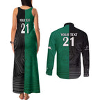 Custom Rabbitohs-Panthers Couples Matching Tank Maxi Dress and Long Sleeve Button Shirt NRL Tribal Half Style
