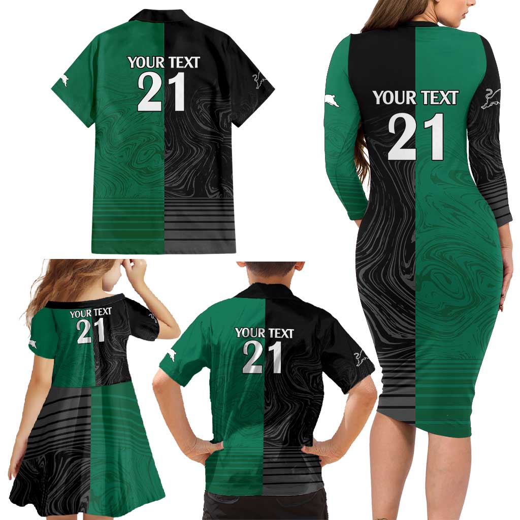 Custom Rabbitohs-Panthers Family Matching Long Sleeve Bodycon Dress and Hawaiian Shirt NRL Tribal Half Style