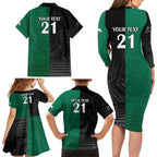 Custom Rabbitohs-Panthers Family Matching Long Sleeve Bodycon Dress and Hawaiian Shirt NRL Tribal Half Style