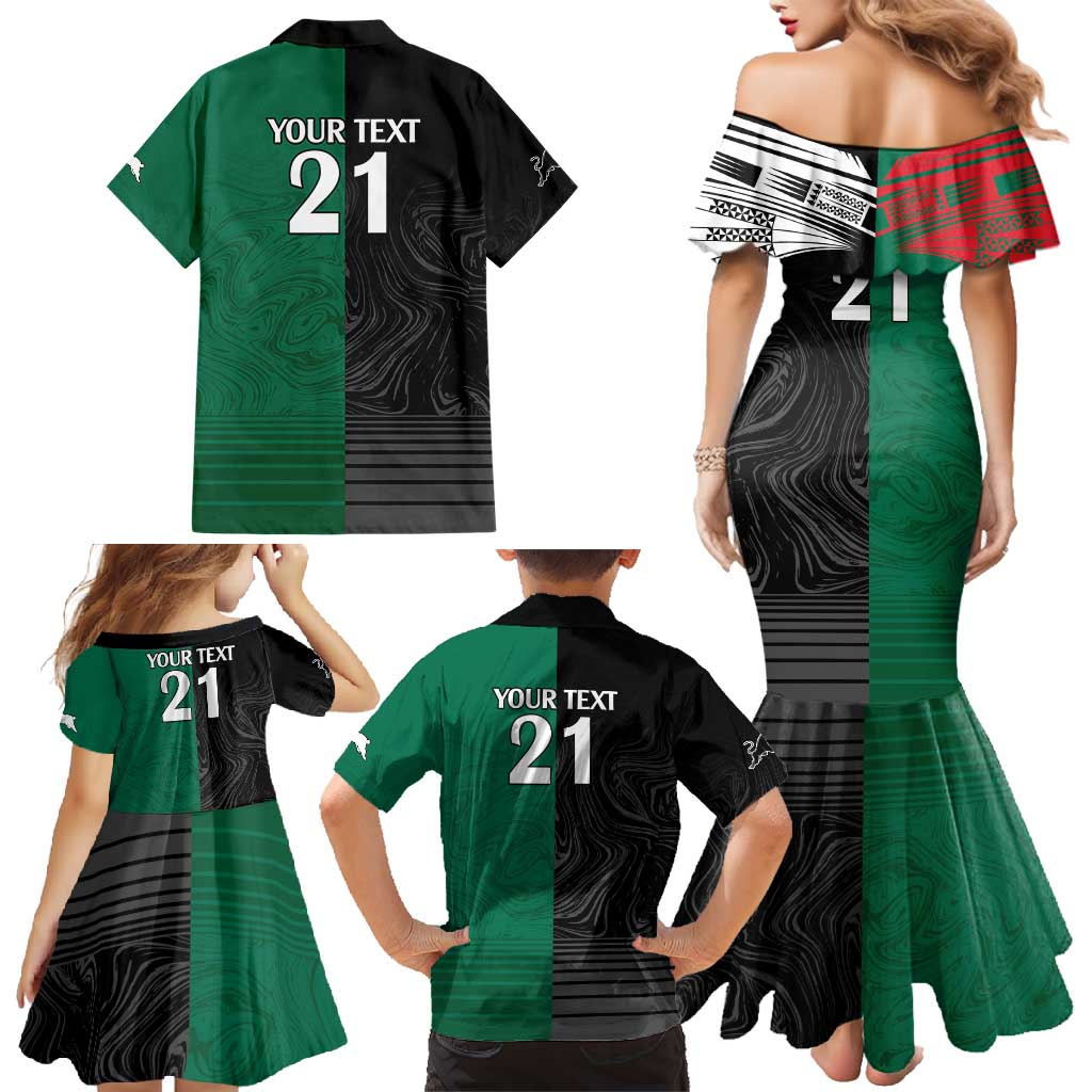 Custom Rabbitohs-Panthers Family Matching Mermaid Dress and Hawaiian Shirt NRL Tribal Half Style