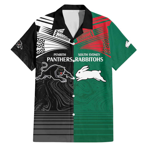 Custom Rabbitohs-Panthers Family Matching Mermaid Dress and Hawaiian Shirt NRL Tribal Half Style