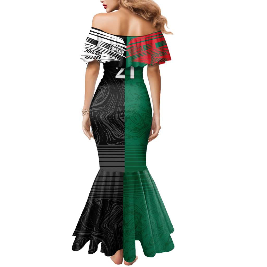 Custom Rabbitohs-Panthers Family Matching Mermaid Dress and Hawaiian Shirt NRL Tribal Half Style