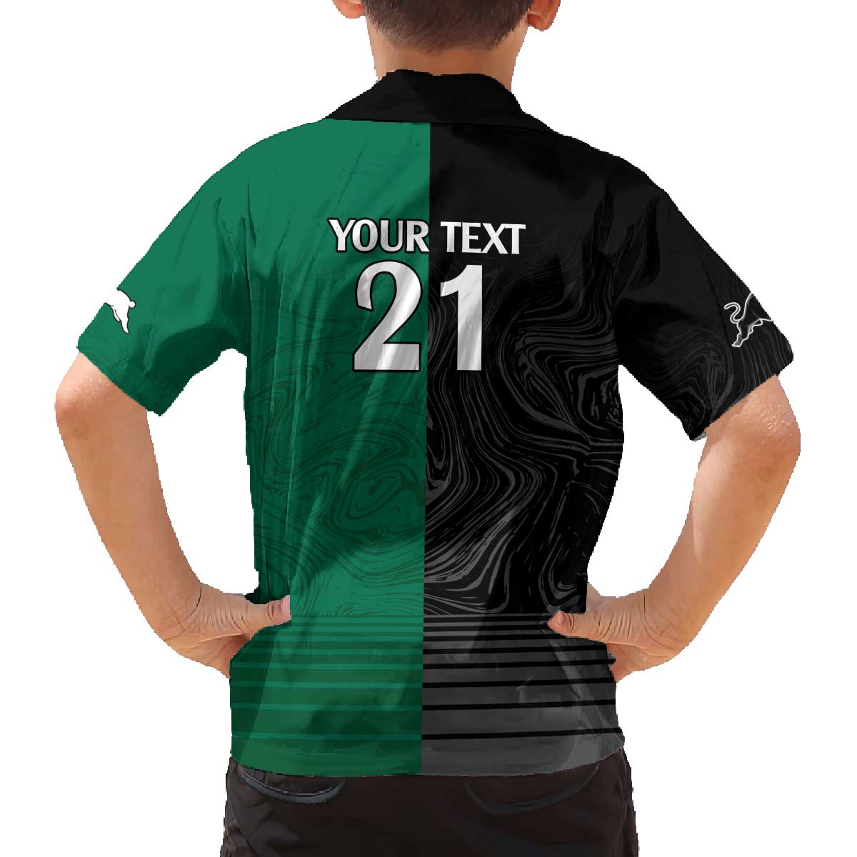 Custom Rabbitohs-Panthers Family Matching Off The Shoulder Long Sleeve Dress and Hawaiian Shirt NRL Tribal Half Style