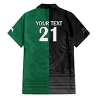 Custom Rabbitohs-Panthers Family Matching Off The Shoulder Long Sleeve Dress and Hawaiian Shirt NRL Tribal Half Style