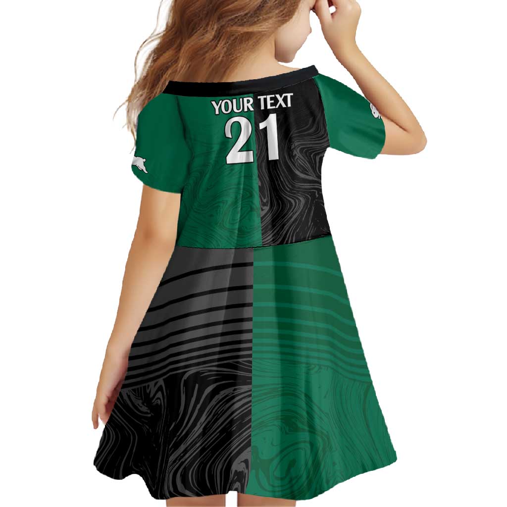 Custom Rabbitohs-Panthers Family Matching Off Shoulder Maxi Dress and Hawaiian Shirt NRL Tribal Half Style