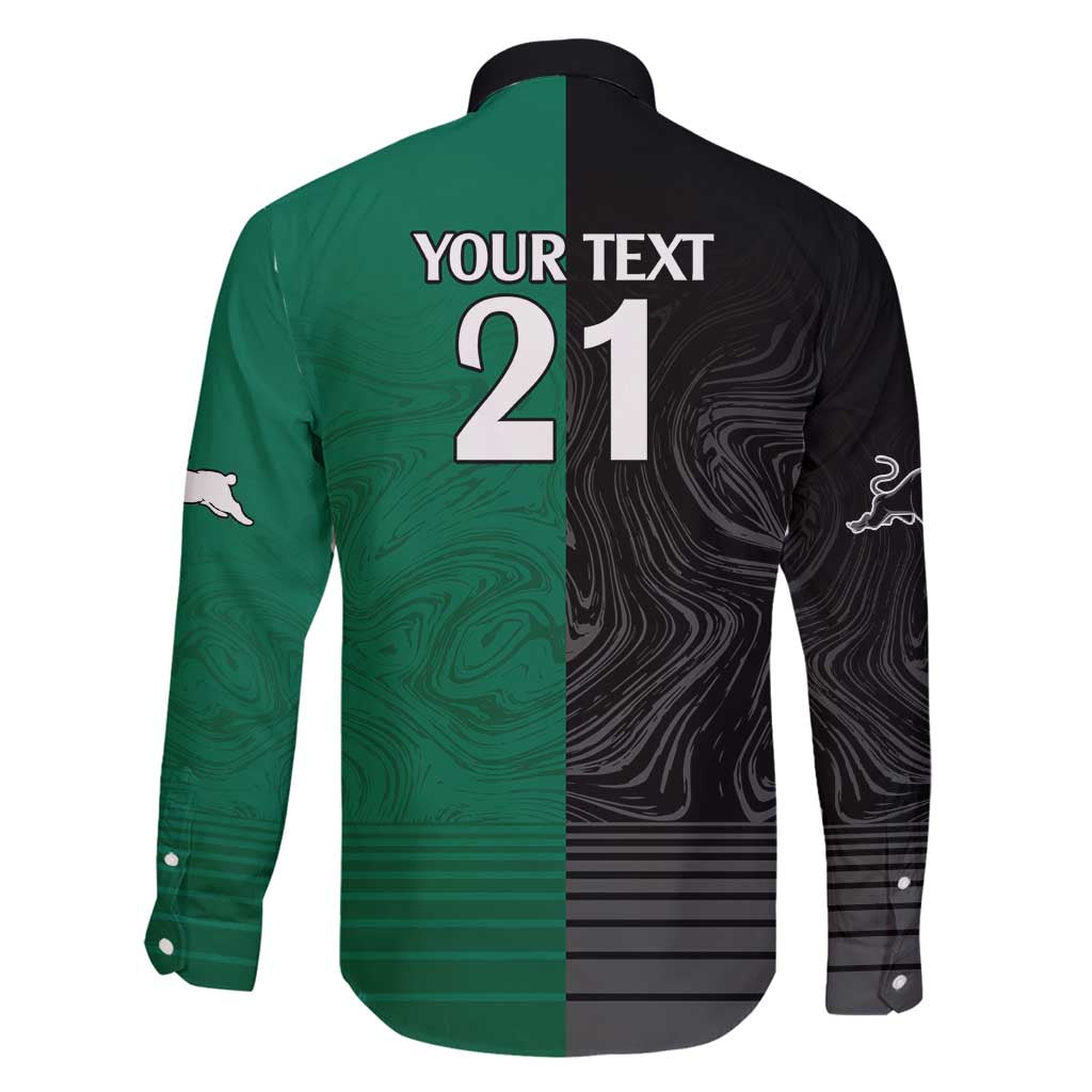 Custom Rabbitohs-Panthers Family Matching Off Shoulder Maxi Dress and Hawaiian Shirt NRL Tribal Half Style