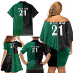 Custom Rabbitohs-Panthers Family Matching Off Shoulder Short Dress and Hawaiian Shirt NRL Tribal Half Style