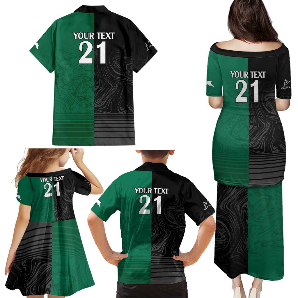 Custom Rabbitohs-Panthers Family Matching Puletasi and Hawaiian Shirt NRL Tribal Half Style