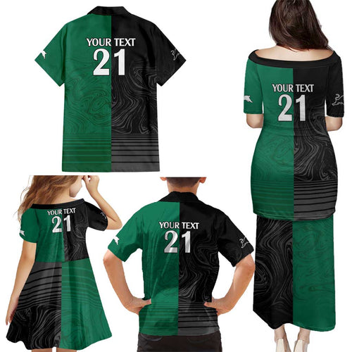 Custom Rabbitohs-Panthers Family Matching Puletasi and Hawaiian Shirt NRL Tribal Half Style