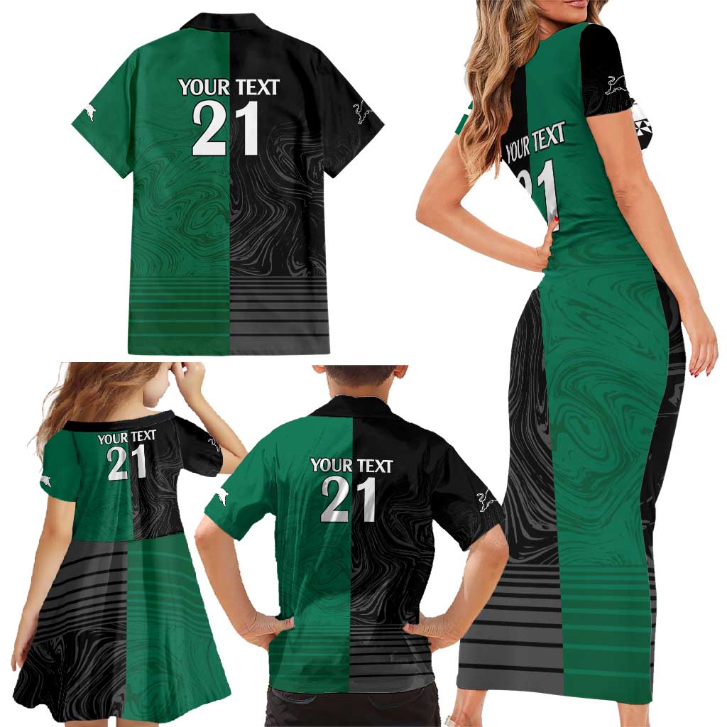 Custom Rabbitohs-Panthers Family Matching Short Sleeve Bodycon Dress and Hawaiian Shirt NRL Tribal Half Style