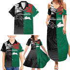 Custom Rabbitohs-Panthers Family Matching Summer Maxi Dress and Hawaiian Shirt NRL Tribal Half Style