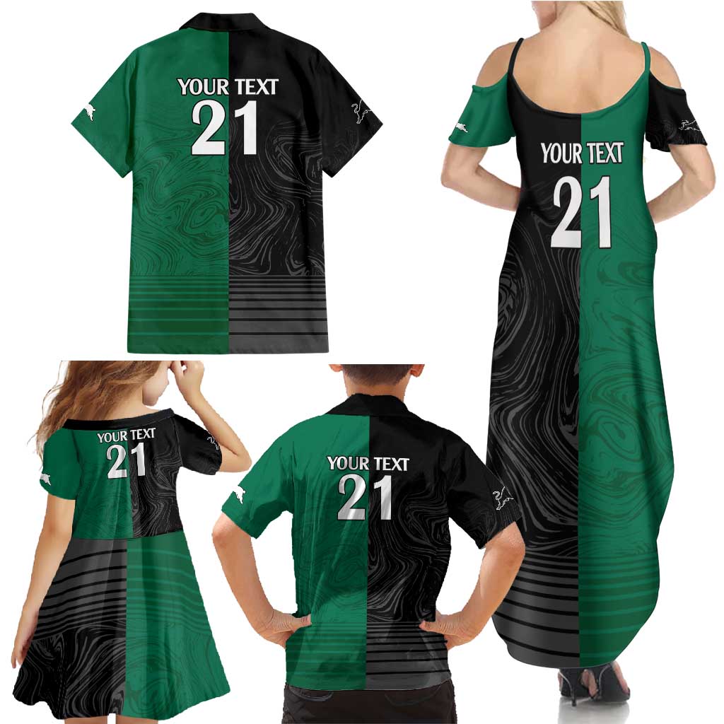 Custom Rabbitohs-Panthers Family Matching Summer Maxi Dress and Hawaiian Shirt NRL Tribal Half Style