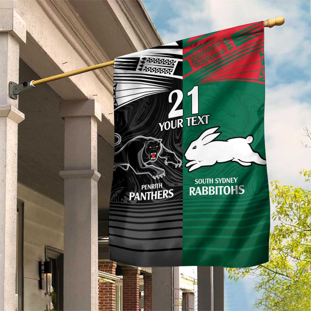 Custom Rabbitohs-Panthers Garden Flag NRL Tribal Half Style