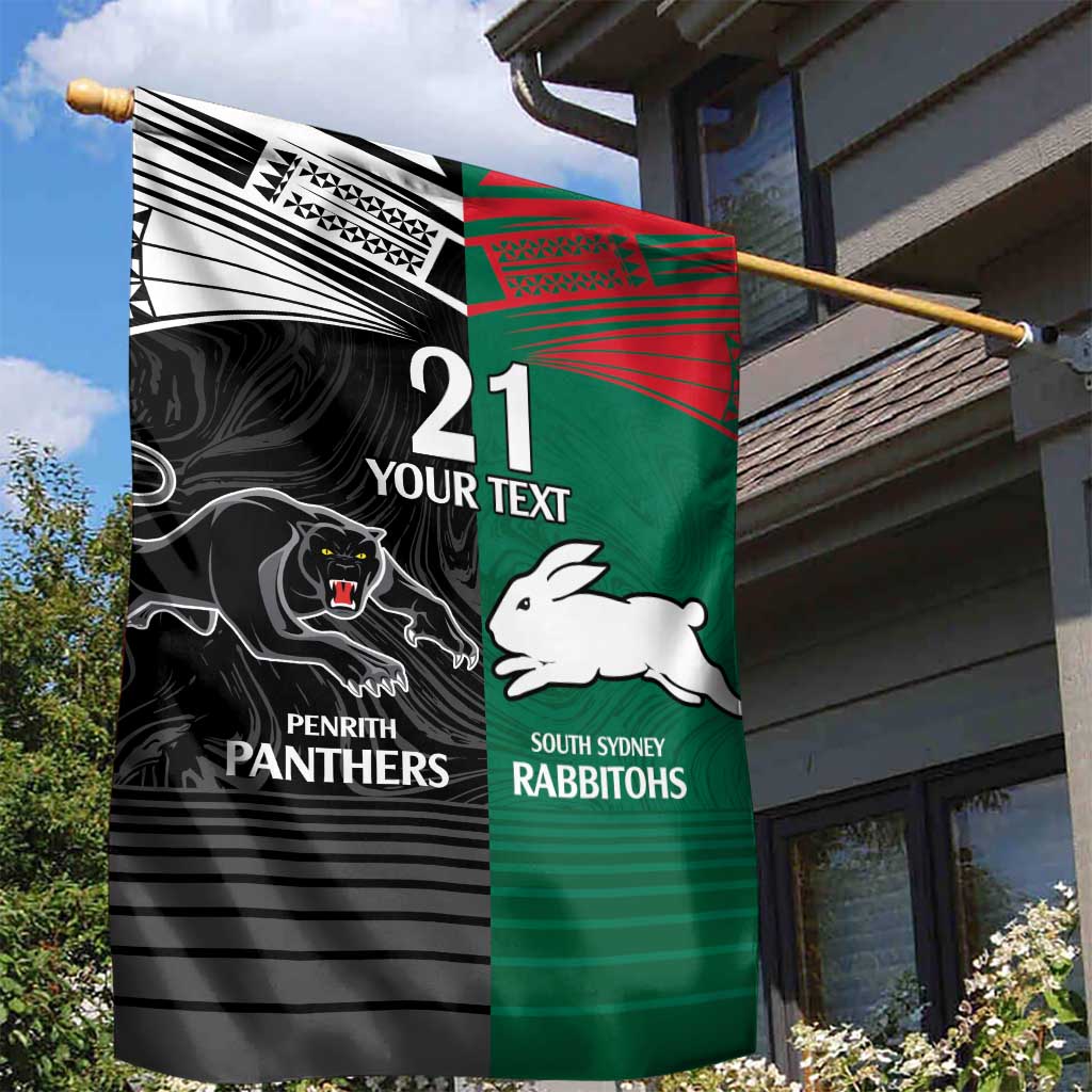 Custom Rabbitohs-Panthers Garden Flag NRL Tribal Half Style