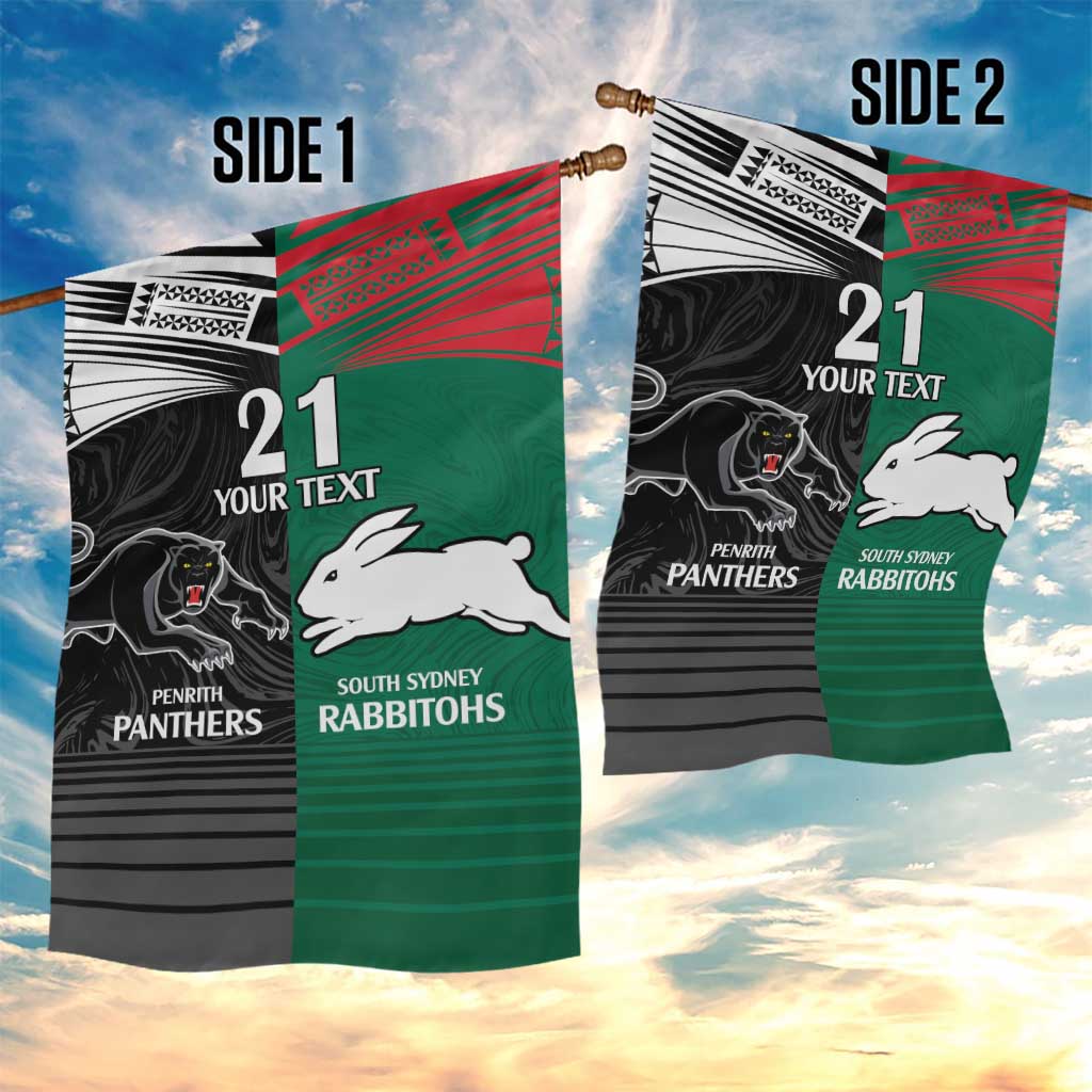 Custom Rabbitohs-Panthers Garden Flag NRL Tribal Half Style