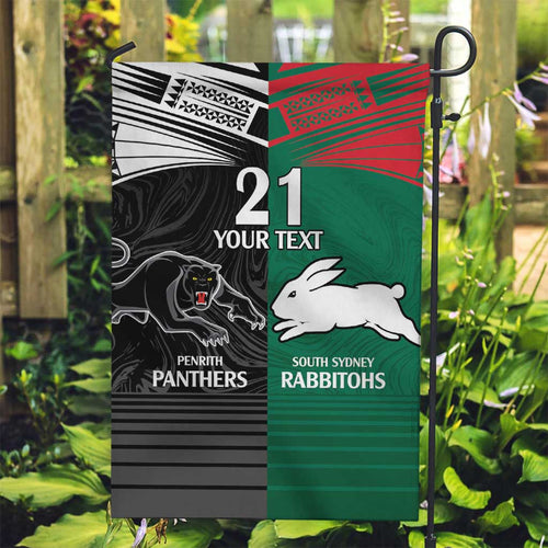 Custom Rabbitohs-Panthers Garden Flag NRL Tribal Half Style
