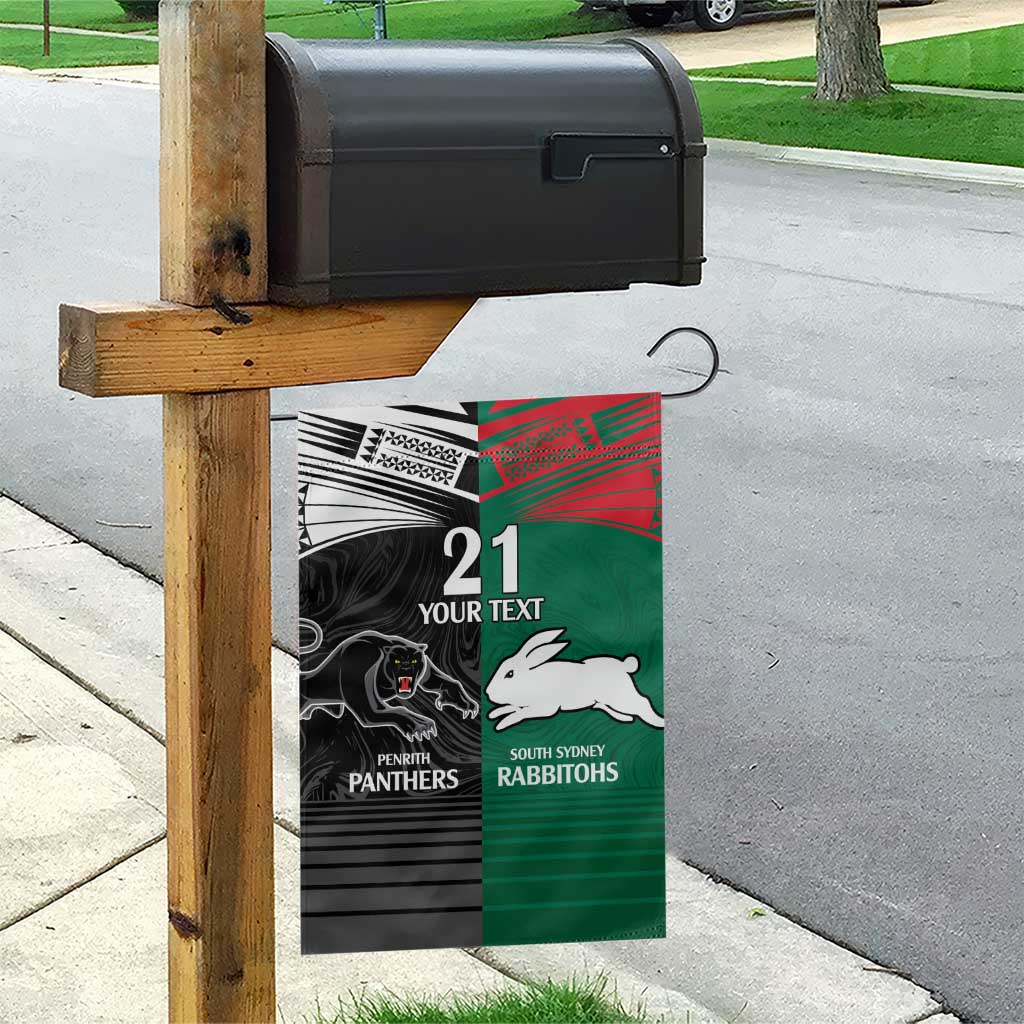 Custom Rabbitohs-Panthers Garden Flag NRL Tribal Half Style